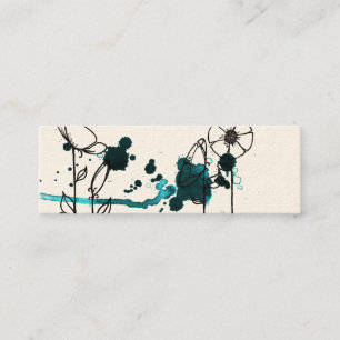 Fleckige Blumen, blau Mini Visitenkarte