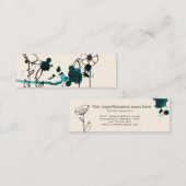 Fleckige Blumen, blau Mini Visitenkarte (Vorne/Hinten)