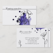 Fleckige Blumen, blau Visitenkarte (Vorne/Hinten)
