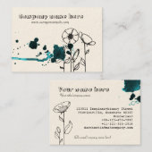 Fleckige Blumen, blau Visitenkarte (Vorne/Hinten)