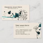 Fleckige Blumen, blau Visitenkarte (Vorne/Hinten)