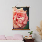 Fleckige Peach Rose Petals Wandteppich Mit Holzrahmen (Schlafzimmer)