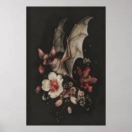 Fledermaus-Blumen-Wandkunst Druckbar Dunkle Gothic Poster