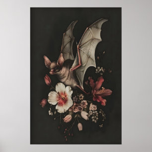 Fledermaus-Blumen-Wandkunst Druckbar Dunkle Gothic Poster