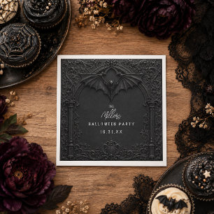 Fledermaus-Cocktails und Kostüme Schwarze Hallowee Serviette