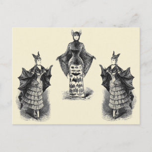 Fledermaus-Damen im Vintage-Stil Postkarte