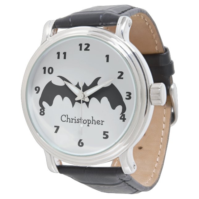 Fledermaus-Design Armbanduhr (Schrägansicht)