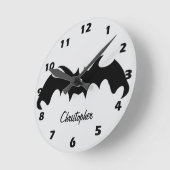 Fledermaus-Design personalisiert Runde Wanduhr (Winkel)