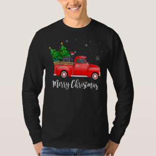 Fledermaus Dog Riding Red Truck Christma T-Shirt