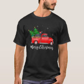 Fledermaus Dog Riding Red Truck Christma T-Shirt (Vorderseite)