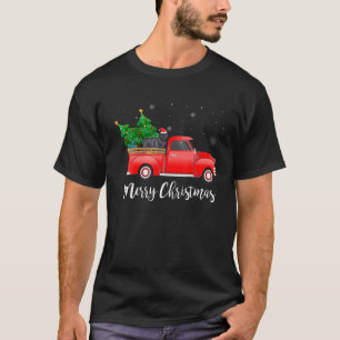 Fledermaus Dog Riding Red Truck Christma T-Shirt