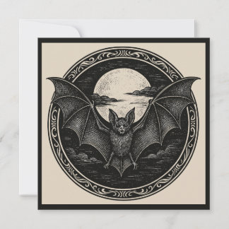 Fledermaus fliegt bei Vollmond Grusel-Gotik