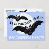 Fledermaus Halloween-Party Save the Date Einladungspostkarte (Vorne/Hinten)