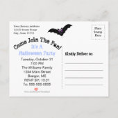 Fledermaus Halloween-Party Save the Date Einladungspostkarte (Rückseite)