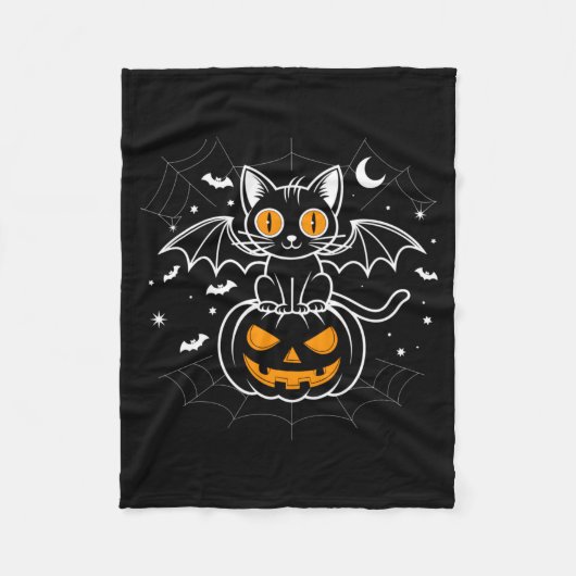 Fledermaus Halloween _ Schwarze Katze Fledermaus F Fleecedecke (Vorderseite)