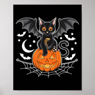 Fledermaus Halloween _ schwarze Katze Fledermaus F Poster