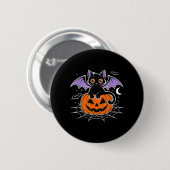 Fledermaus Halloween _ schwarze Katzenfledermaus F Button (Vorne & Hinten)