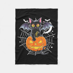 Fledermaus Halloween _ schwarze Katzenfledermaus F Fleecedecke