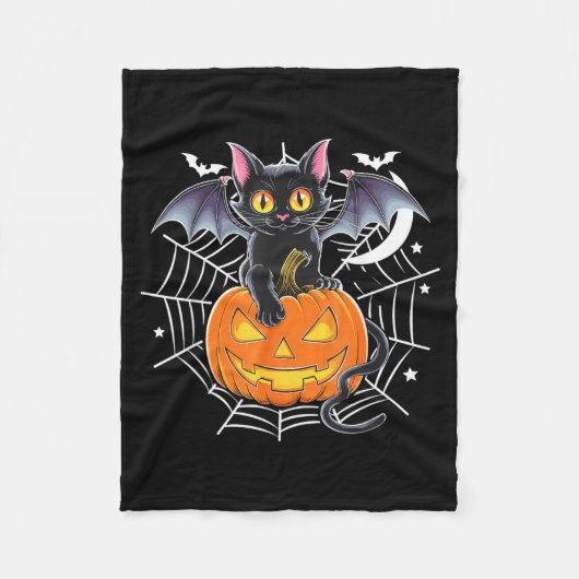 Fledermaus Halloween _ schwarze Katzenfledermaus F Fleecedecke (Vorderseite)