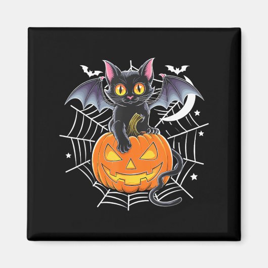 Fledermaus Halloween _ schwarze Katzenfledermaus F Magnet (Vorne)