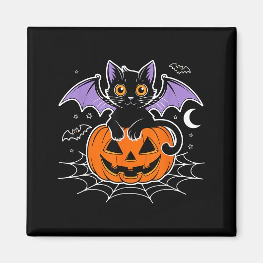 Fledermaus Halloween _ schwarze Katzenfledermaus F Magnet (Vorne)