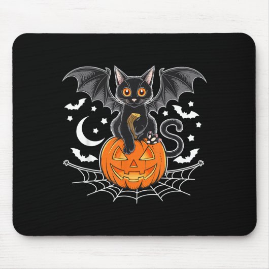 Fledermaus Halloween _ schwarze Katzenfledermaus F Mousepad (Vorne)