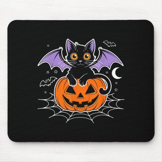 Fledermaus Halloween _ schwarze Katzenfledermaus F Mousepad (Vorne)