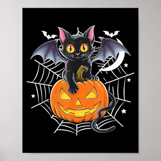 Fledermaus Halloween _ schwarze Katzenfledermaus F Poster (Vorne)