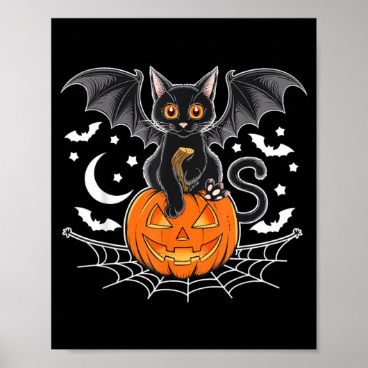 Fledermaus Halloween _ schwarze Katzenfledermaus F Poster (Vorne)