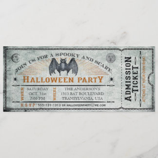 Fledermaus-Halloween-Ticket-Einladung II im Vintag Einladung