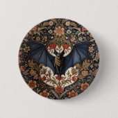 Fledermaus im Flug - Moderne William Morris Blumen Button (Vorderseite)