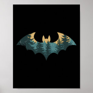 Fledermaus Jagd Wandern Outdoor Camping Wald Männe Poster