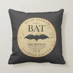 Fledermaus-Kot Vintage-Halloween-Label Kissen