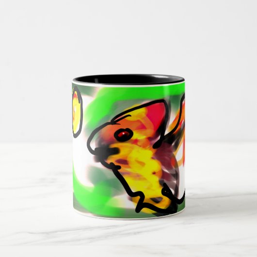Fledermaus Kunst Zweifarbige Tasse (Mittel)