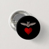 Fledermaus liebt Graue Fledermaus mit rotem Herzen Button (Vorne & Hinten)