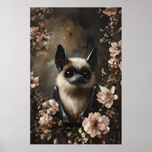 Fledermaus mit Blumenmuster, Wald-Fledermaus-Wandb Poster