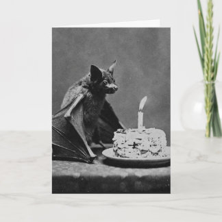 Fledermaus mit Geburtstagskuchen Karte