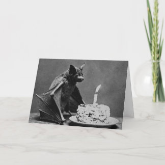 Fledermaus mit Geburtstagskuchen Karte