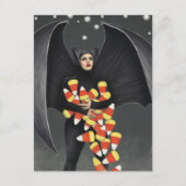 Fledermaus mit Halloween-Süßigkeiten Postkarte (Vorderseite)