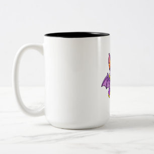 Fledermaus mit Kürbishut und Kandieimer Zweifarbige Tasse
