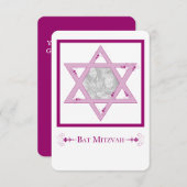 Fledermaus mitzvah (sternenvolles Foto einladen) Einladung (Vorne/Hinten)