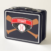 Fledermaus und Baseball Personalisierte Lunchbox (Rückseite)
