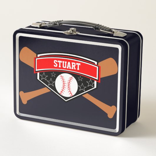 Fledermaus und Baseball Personalisierte Lunchbox (Vorderseite)