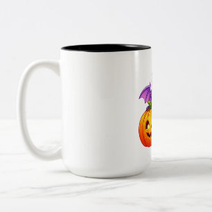 Fledermaus- und Kürbis-Halloween-Charm Zweifarbige Tasse