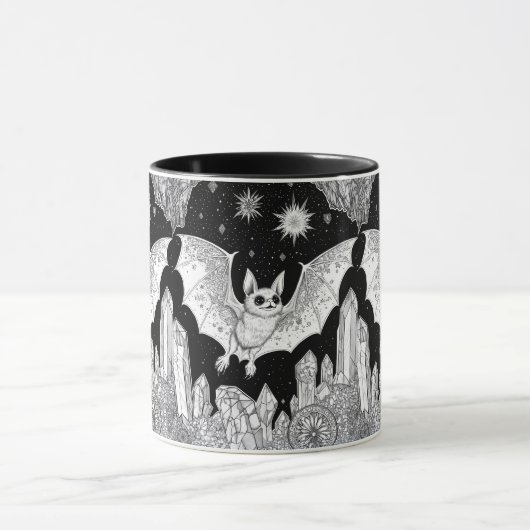 Fledermaus unter magischem Sternenhimmel Tasse (Zentrum)