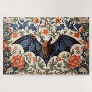 Fledermaus William Morris inspirierte Blumenmuster Puzzle