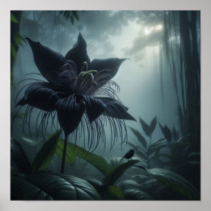 Fledermausblume unter seltenen tropischen Pflanzen Poster