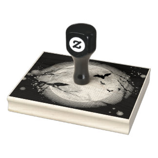 Fledermäuse am Mond zu Halloween Gummistempel