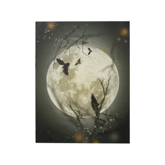 Fledermäuse am Mond zu Halloween Notizblock (Rotiert)