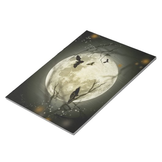 Fledermäuse am Mond zu Halloween Notizblock (angewinkelt)